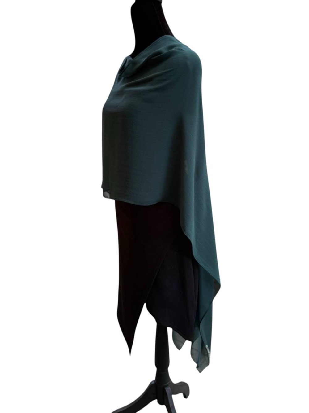 Eileen Fisher NWT sheer silk poncho wrap scarf green 100% silk - Picture 5 of 6